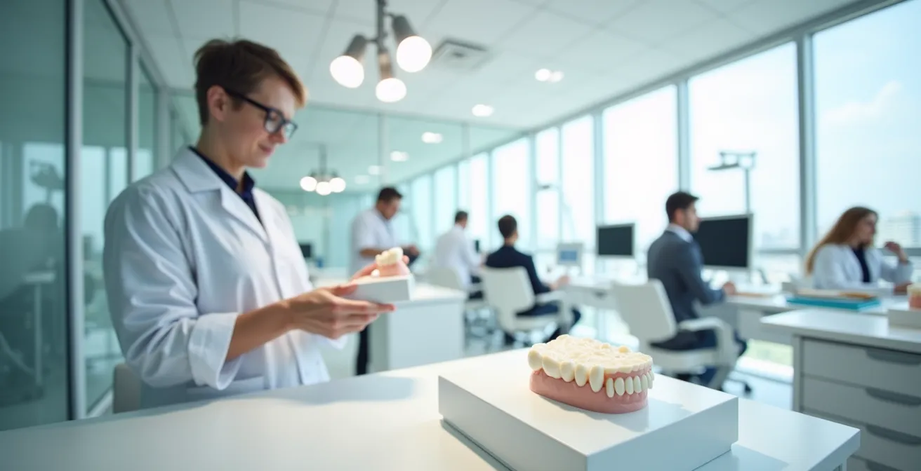 Professional dental education setting with dentists in training