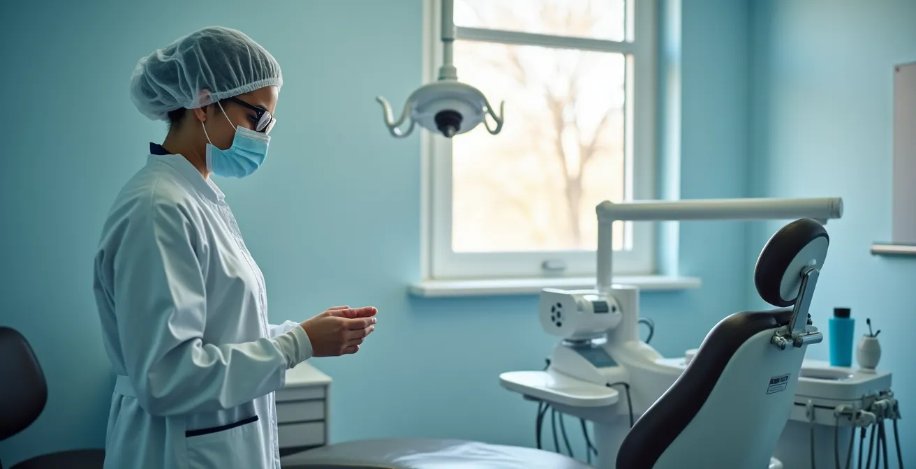 Modern dental operatory showing air circulation and fallow time concept