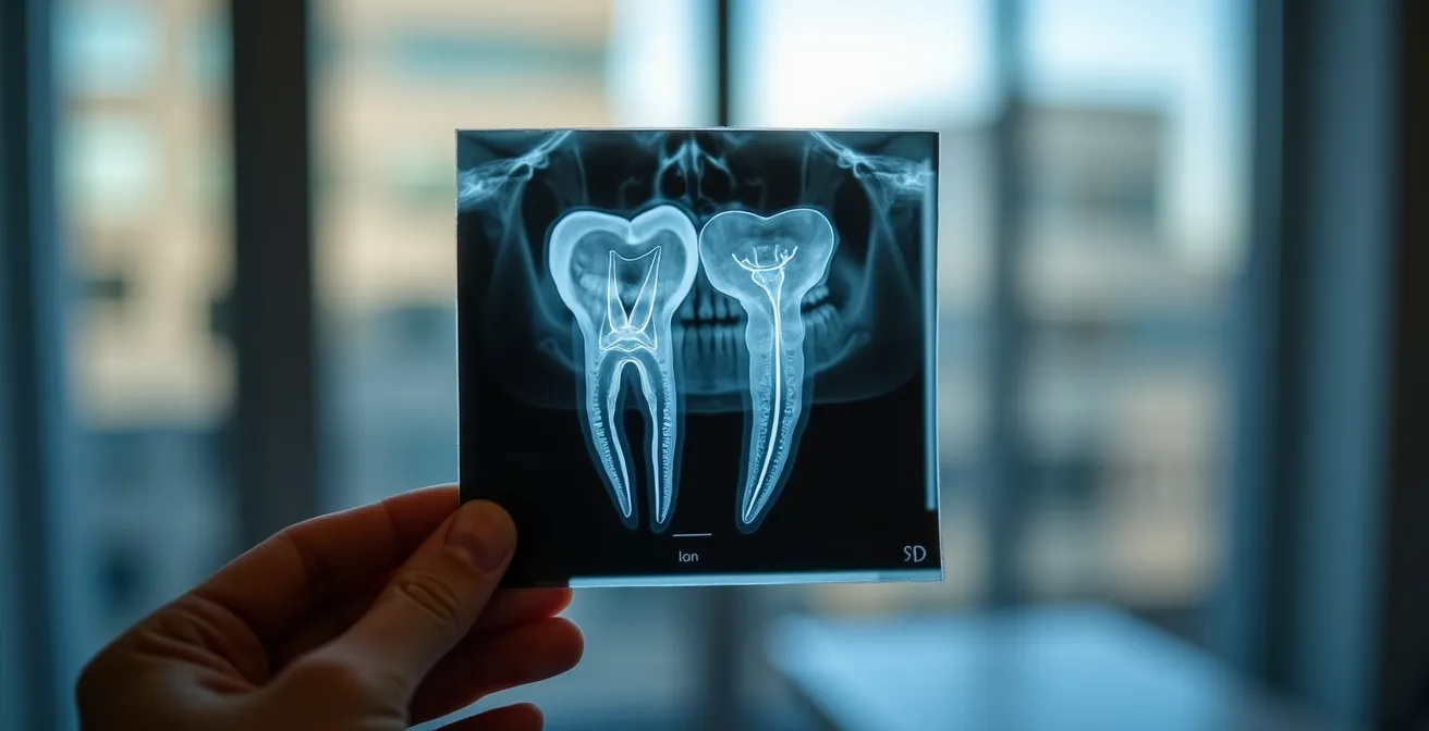 Dental X-ray showing normal healing progression after root canal