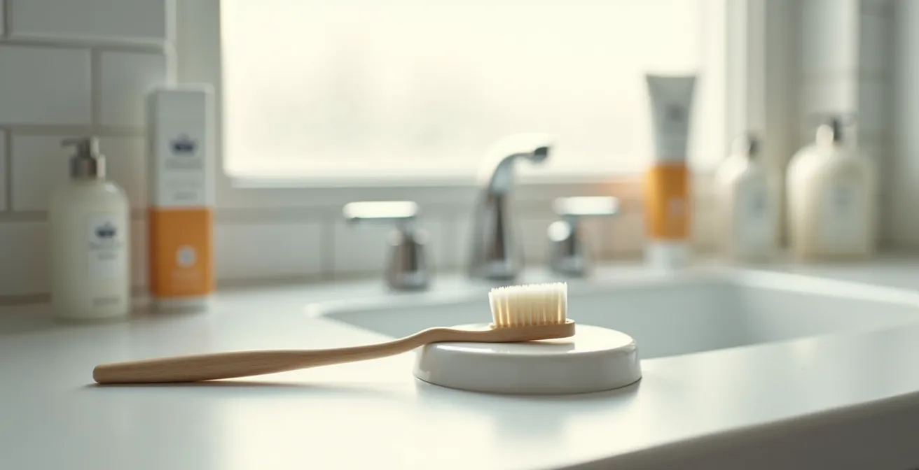 Soft-bristled toothbrush demonstrating the roll technique on exposed tooth roots