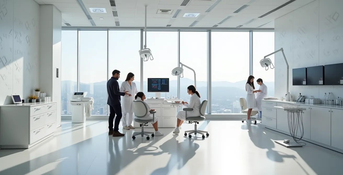 Dental team collaborating in modern integrated Montreal clinic