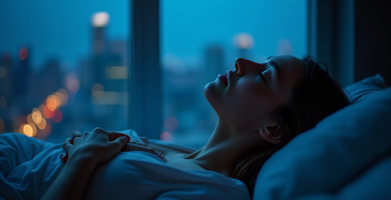 Person practicing breathing exercises to manage dental pain anxiety at night